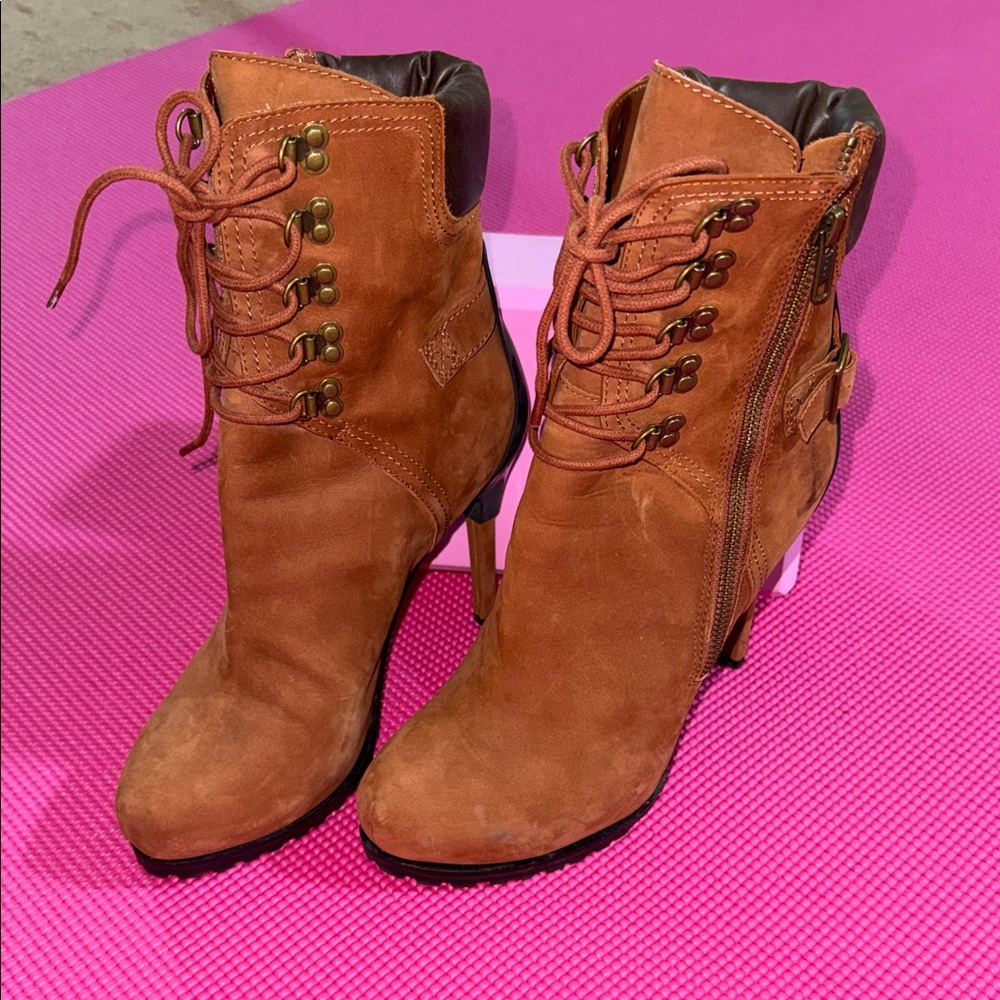 United Nude Rust Suede Lace-Up Ankle Boots